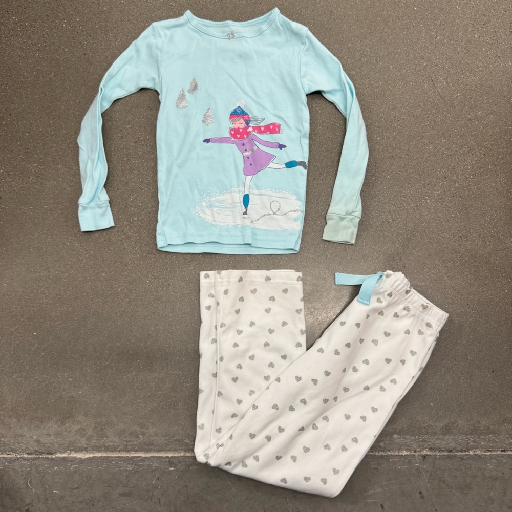 Carters Two Piece Kids Pajamas Set - Blue and White, size 7 years
